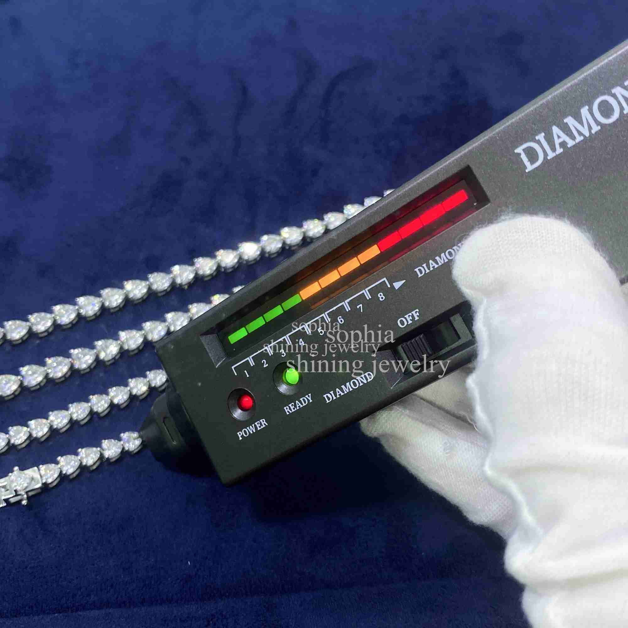 Mens Rhodium Plated Vvs d Color Heart Shape Moissanite Diamond 925 5mm Sterling Silver Tennis Bracelet