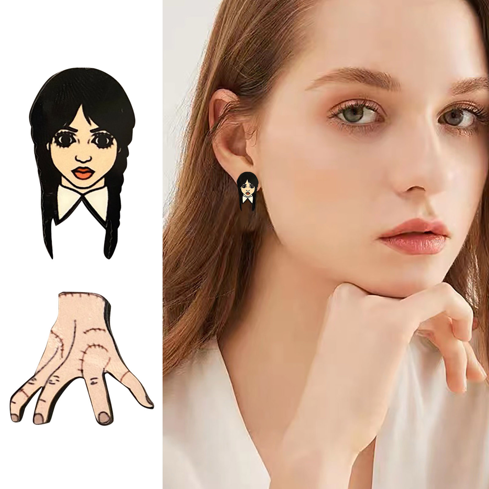 Fashion girls Jewelry Wednesday earrings I AM SMILING Adams Family creative earring big kids holiday gift A9995, Wooden 
Fashion girls Jewelry Wednesday earrings I AM SMILING Adams Family creative earring big kids holiday gift A9995, Wooden