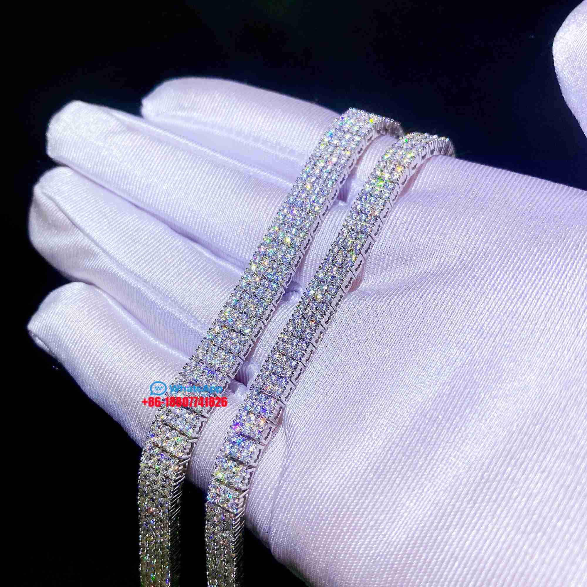Custom Silver Bracelets Pass Diamond Tester Women Iced Out 3rows 4rows Moissanite Diamond Tennis Bracelet