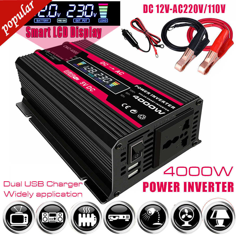 New LCD Display Car Power Inverter 4000W Converter 12V To 220V/110V Smart Color Display Dual USB 4.2A Fast Charge, Red dc12v-ac220v
New LCD Display Car Power Inverter 4000W Converter 12V To 220V/110V Smart Color Display Dual USB 4.2A Fast Charge, Red dc12v-ac220v