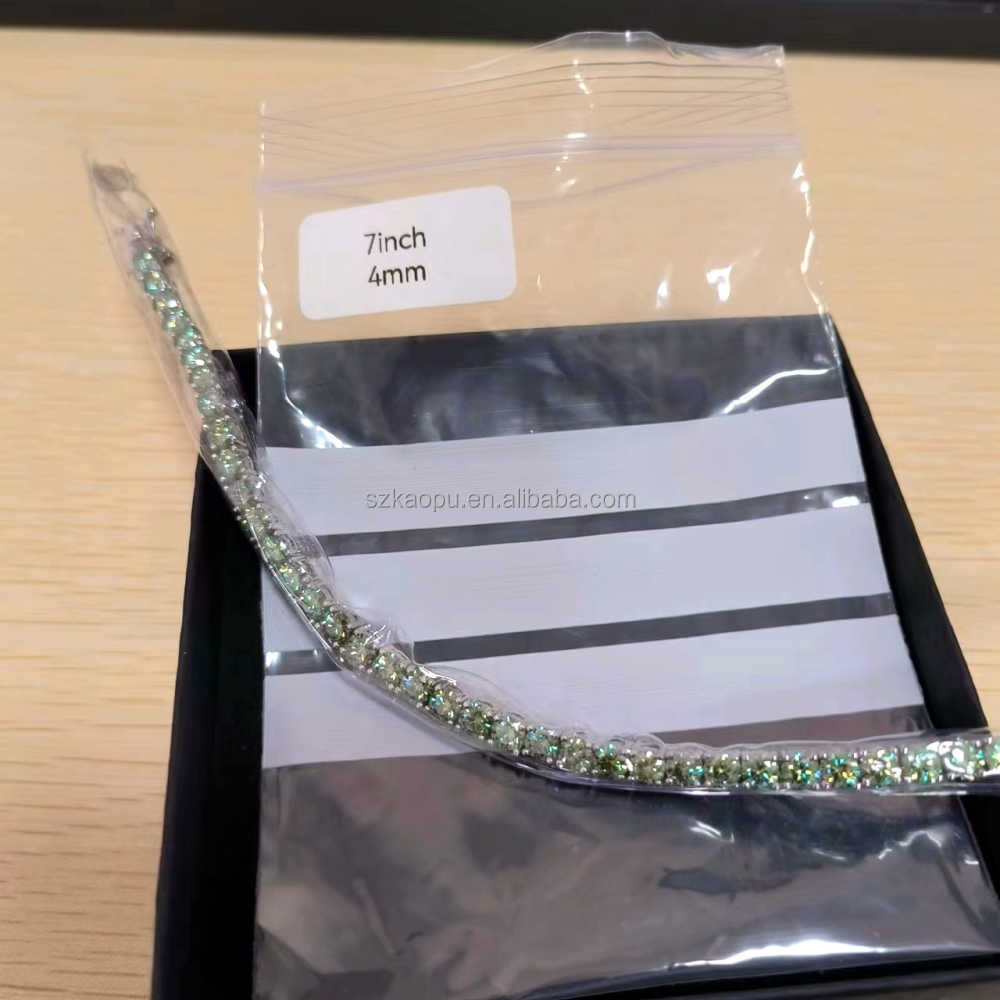 necklace moissanite chain Hot Sale 925 Sterling Silver Blue Green Tennis Hip Hop Iced Out Vvs Diamond Tennis