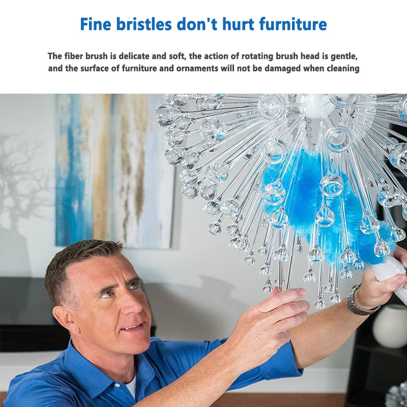 Dusters Rechargeable Electric Spin Feather Duster Brush Removal Adjustable Cleaning 360° Dust Cleaner Household Tool 230512