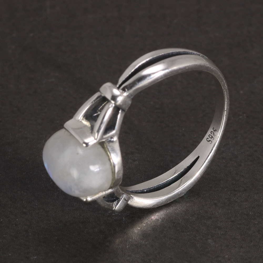 With Side Stones Real 925 Sterling Silver Bella Ring with Adjustable Opening Natural Moonlight Gem 230512