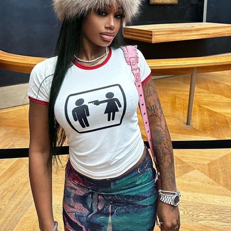 Women's T-Shirt Women's T-Shirt Crop Top Harajuku Print Summer Korean Fashion Short Sleeve Sexy Vintage Streetwear Aesthetic Tees Y2k Clothe