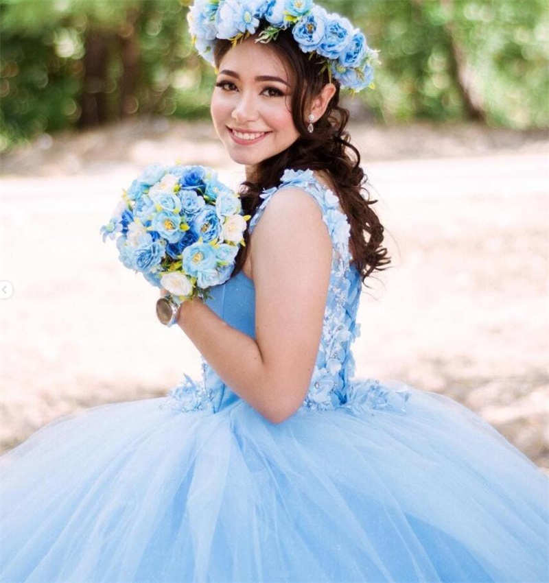 Fairy Baby Blue Quinceanera Dresses 2023 Fifteen Birthday Party Gowns Sleeveless Corset Sweet 16 Dress Classic vestidos de xv Vestidos De 15 Quincener