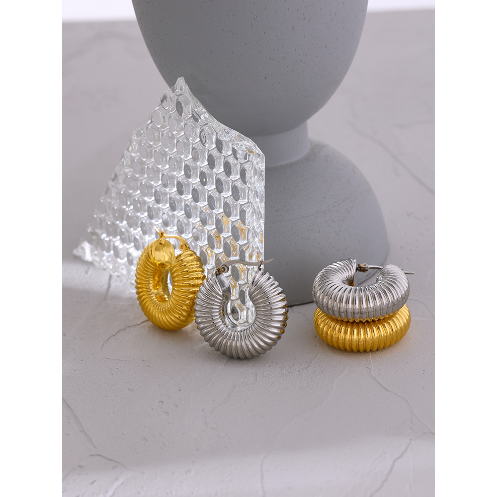 Round Chunky Hoop Earrings Gold Stainless Steel Bijoux Ete Jewlery New Metal Accessories Waterproof