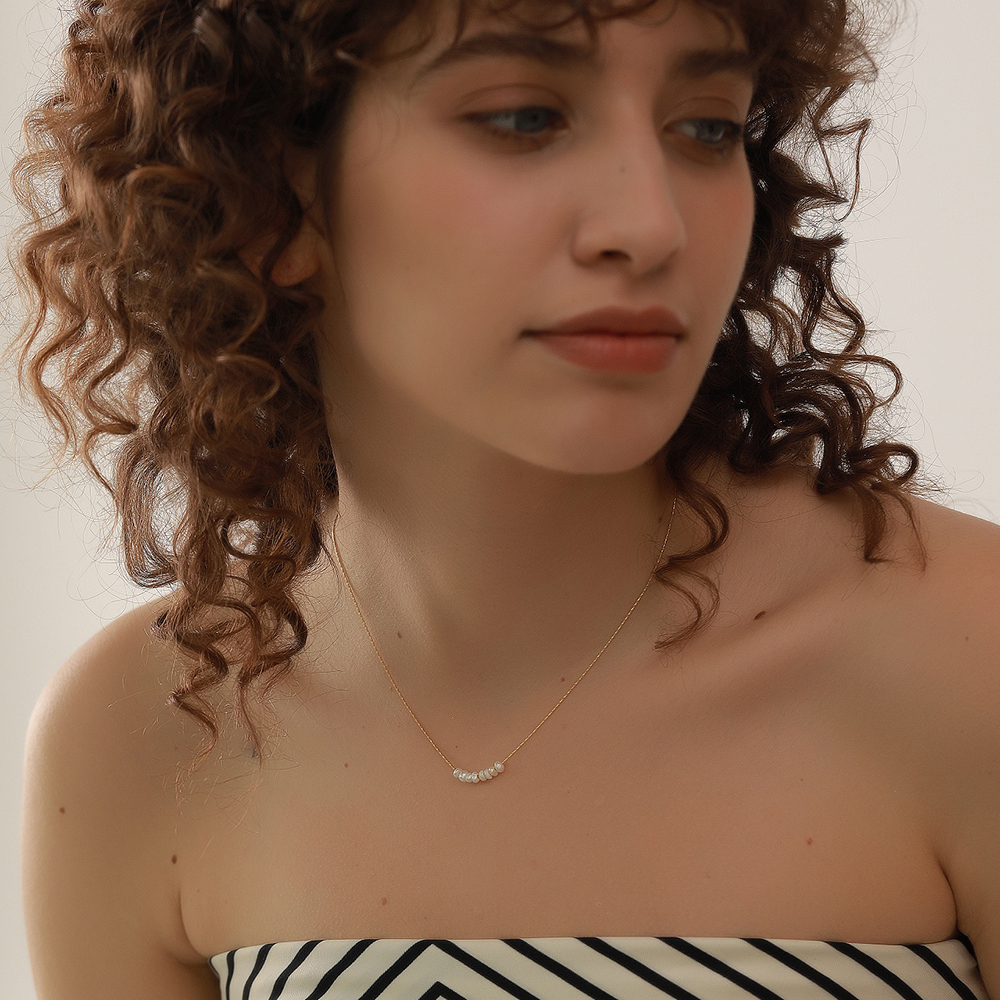 Natural Pearl Beads Chic Exquisite Necklace Thin Chain Stainless Steel Minimalist Charm Collar Jewelry Women