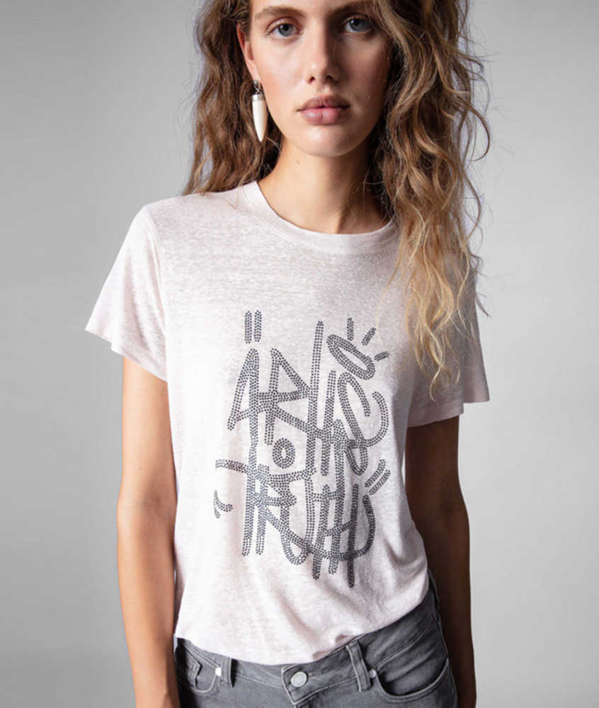 Zadig Voltaire 23ss Summer Cotton New Women Designer T shirt Letter Graffiti Hot Drill Linen Pink Round Neck Fashion Tops, Pink2
Zadig Voltaire 23ss Summer Cotton New Women Designer T shirt Letter Graffiti Hot Drill Linen Pink Round Neck Fashion Tops, Pink2