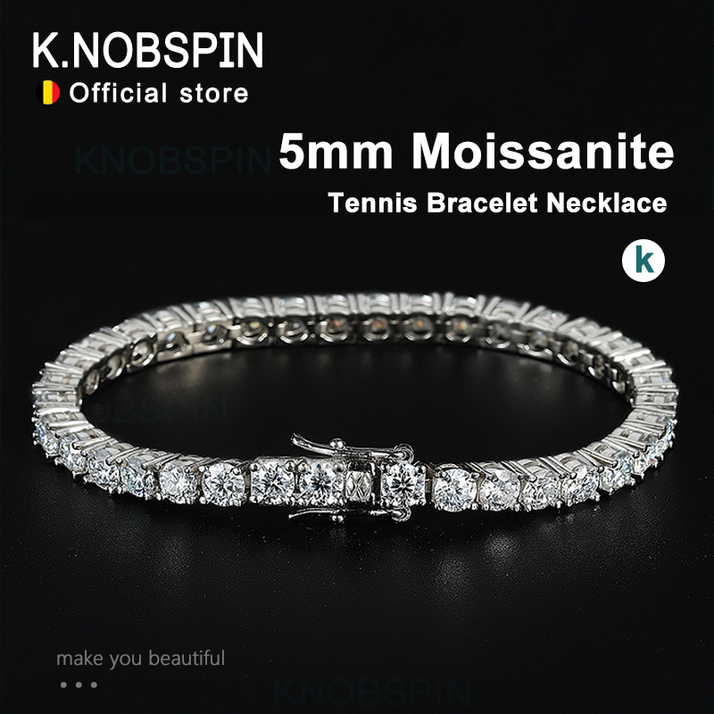 Chain KNOBSPIN 5mm Molten Silica Tennis Bracelet Necklace Suitable for Women 925 Sterling Silver D VVS1 Laboratory Diamond With GRA Certified Jewelry 