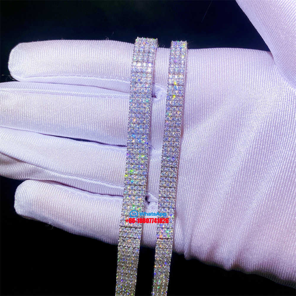 Custom Silver Bracelets Pass Diamond Tester Women Iced Out 3rows 4rows Moissanite Diamond Tennis Bracelet