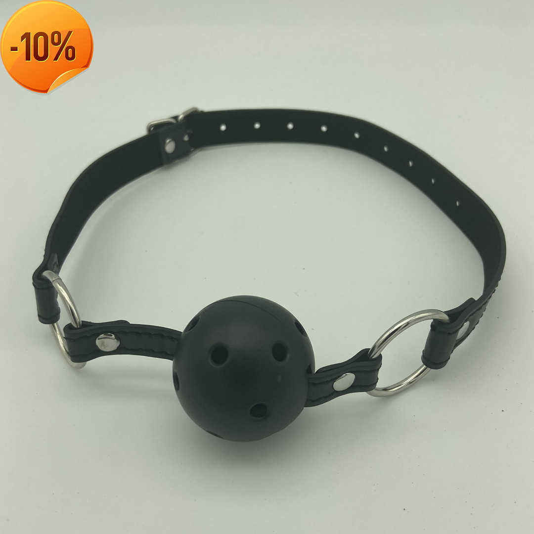 Massage Slave Hard Gag Ball with Adjustable Leather Bondage Strap for Men Women Fetish Bdsm Couples Sex Games Toys