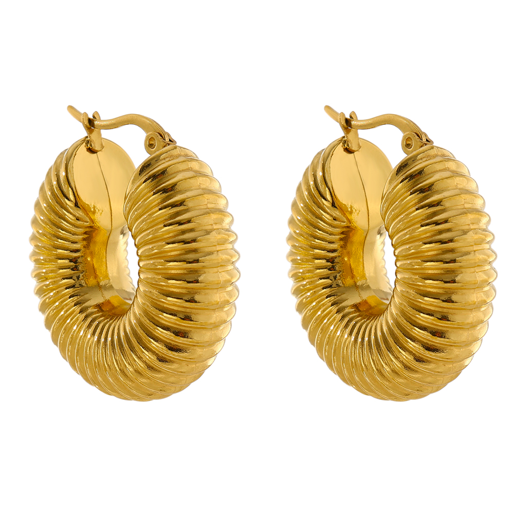 Round Chunky Hoop Earrings Gold Stainless Steel Bijoux Ete Jewlery New Metal Accessories Waterproof