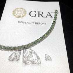 necklace moissanite chain Hot Sale 925 Sterling Silver Blue Green Tennis Hip Hop Iced Out Vvs Diamond Tennis