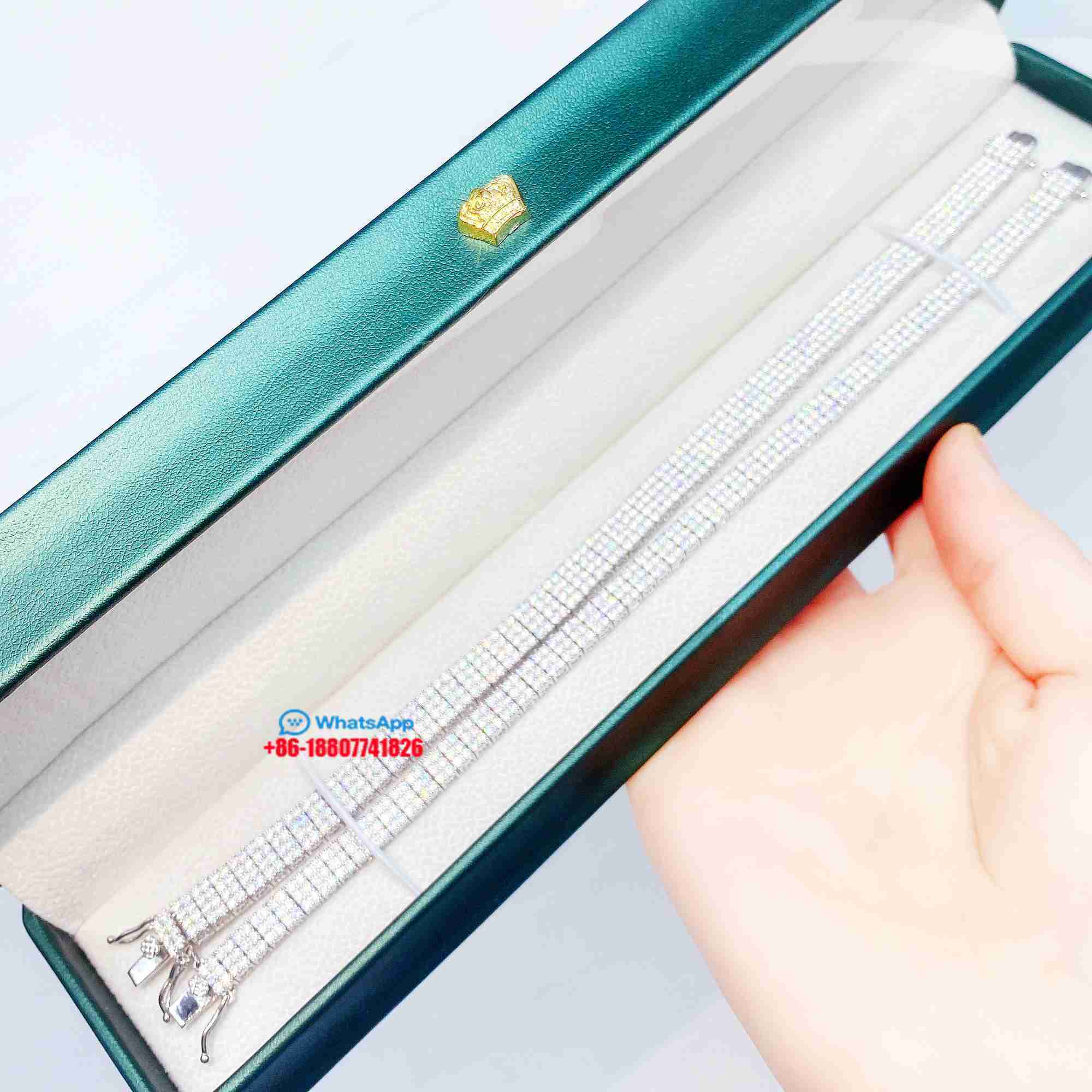 Custom Silver Bracelets Pass Diamond Tester Women Iced Out 3rows 4rows Moissanite Diamond Tennis Bracelet