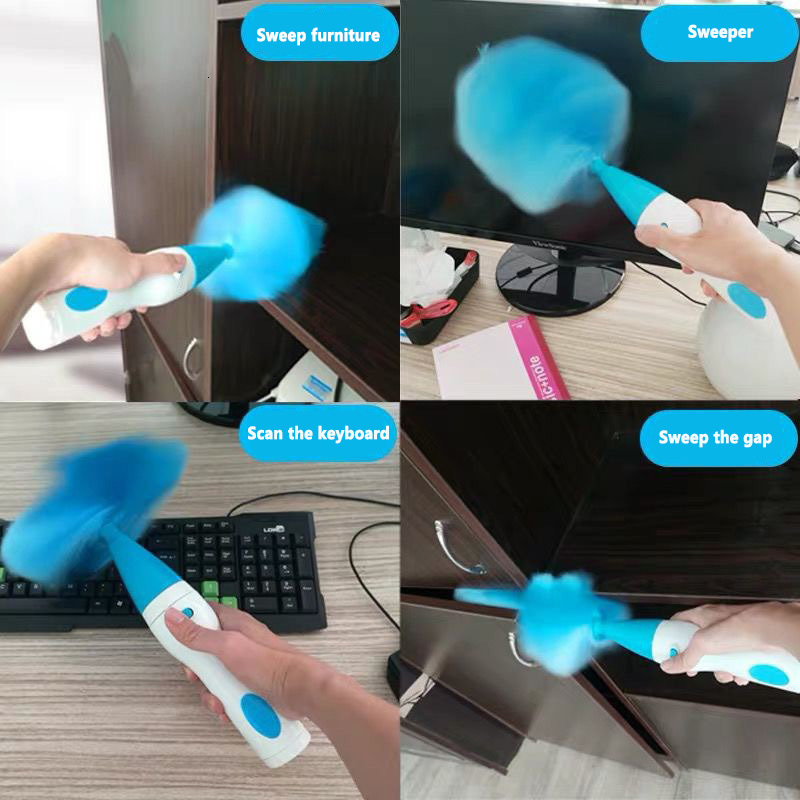 Dusters Rechargeable Electric Spin Feather Duster Brush Removal Adjustable Cleaning 360° Dust Cleaner Household Tool 230512