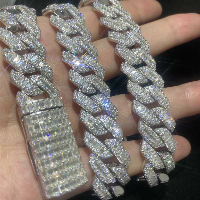 Custom 15mm Width Iced Out Moissanite Baguette Stone 925 Sterling Silver Cuban Link Chain Necklace Men Hip Hop Jewelry Bracelet
Custom 15mm Width Iced Out Moissanite Baguette Stone 925 Sterling Silver Cuban Link Chain Necklace Men Hip Hop Jewelry Bracelet