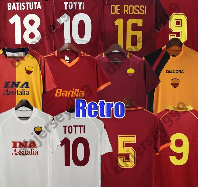 Retro romas soccer jerseys TOTTI football shirt 89 90 91 92 94 95 96 98 99 BATISTUTA jersey Classic maillot de foot Nakata Montella Top 00 01 02
Retro romas soccer jerseys TOTTI football shirt 89 90 91 92 94 95 96 98 99 BATISTUTA jersey Classic maillot de foot Nakata Montella Top 00 01 02