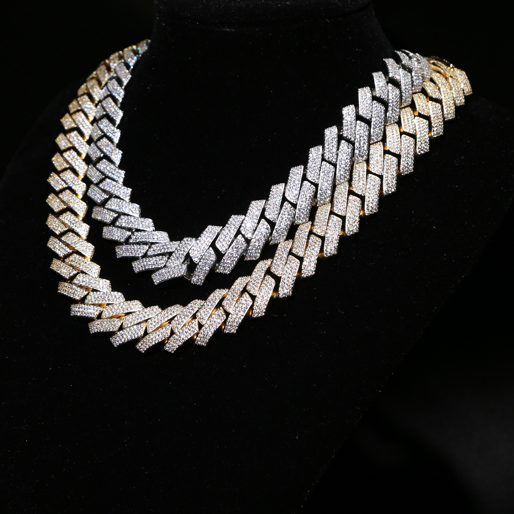 Pendant Necklaces Large size hiphop ice boys' jewelry Micro Pave CZ rose gold two tone color rock punk ice out Cuban chain necklace 19mm 230512