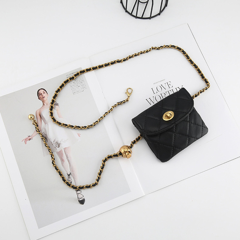 Belts Women Metal Belt Chain With Mini Bag Luxury Designer Brand Waist Strap Lady Girl Dress Jeans Trousers Decorative Accessories Gift