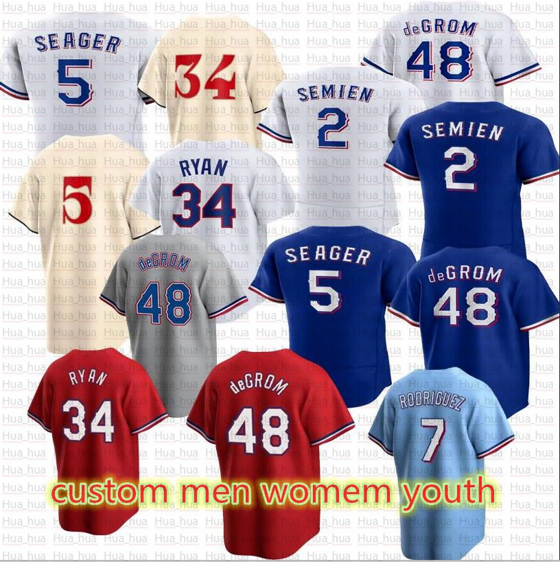 2023 Jacob deGrom Corey Seager Jersey Marcus Semien Josh Smith Adolis Garcia Kole Calhoun Nolan Ryan Jon Gray Hamilton Calhoun Solak Jerseys