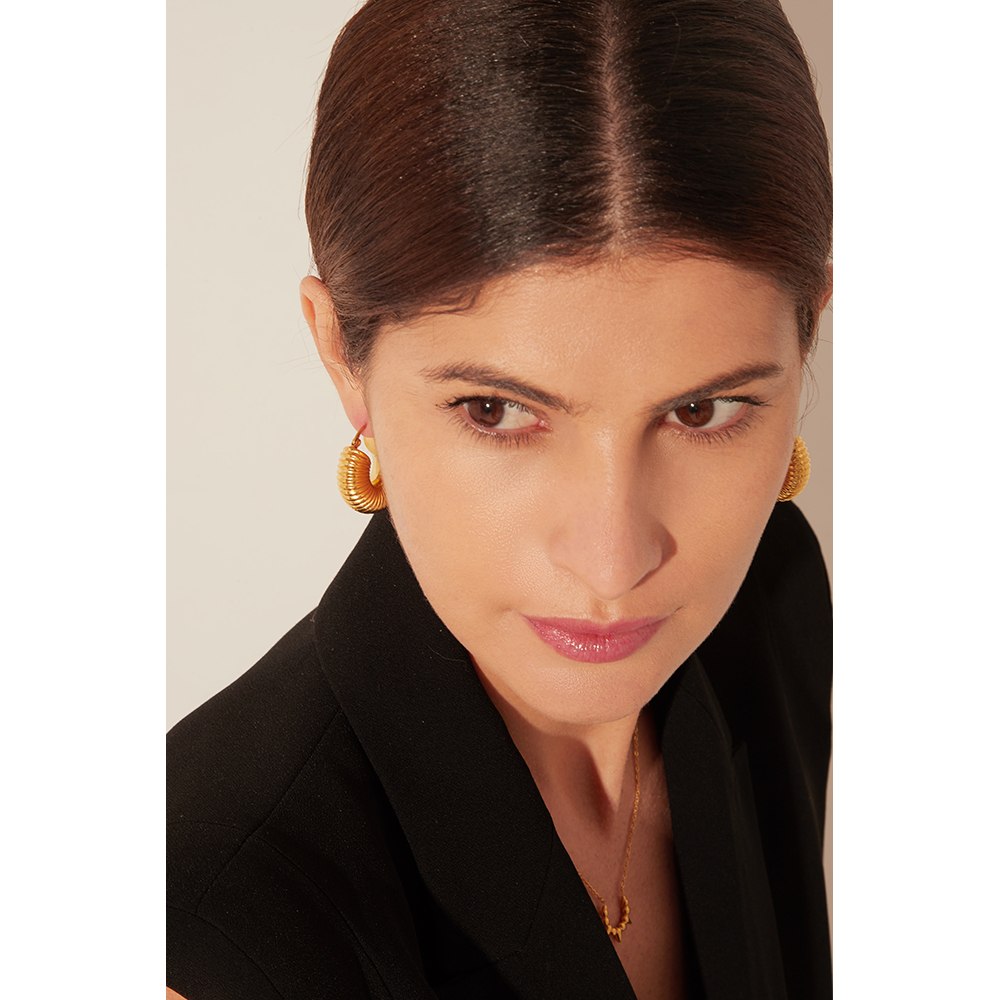 Round Chunky Hoop Earrings Gold Stainless Steel Bijoux Ete Jewlery New Metal Accessories Waterproof