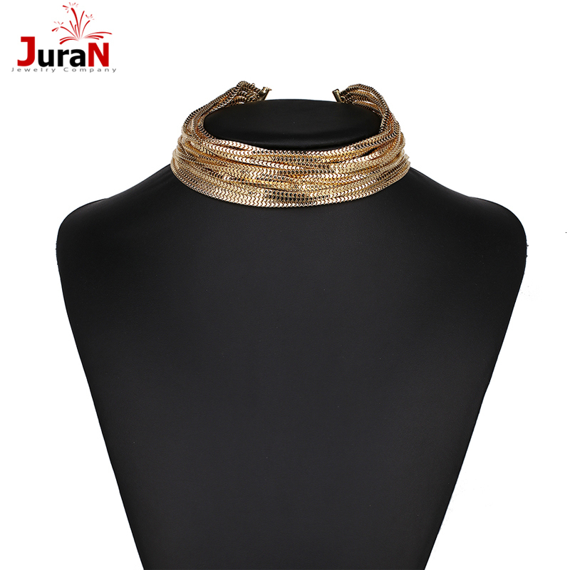 Pendant Necklaces JURAN Gold Punk Necklace Long Metal Chain Tassel Necklace Pendant Necklace Maxi Statement Necklace 3 Color Trend 230512