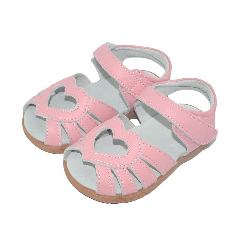 Sandals genuine leather girls sandals white summer walker shoes with heart cutouts antislip sole kids toddler 12.3-18.3 SandQ 230515