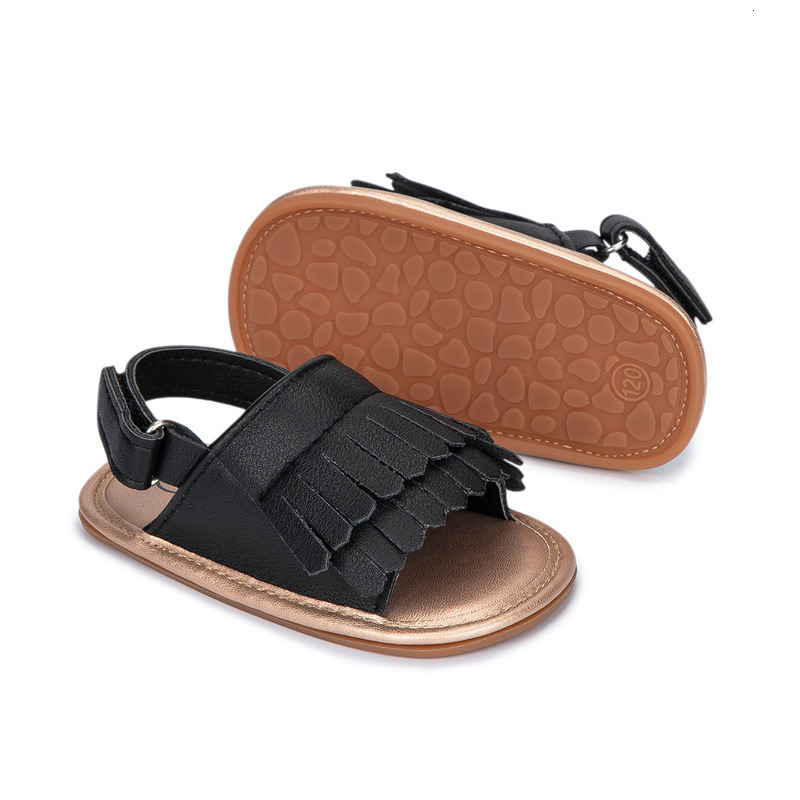 Sandals Summer Baby Sandals Baby Girl Shoes Flats PU Gold Anti-Slip Rubber Sole Tassel born First Walker Toddler Girl Sandals 230515