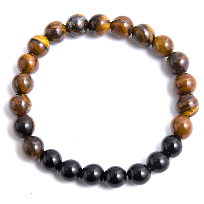 Chokers 8mm Natural Yellow Tiger Eyes Black Onyx Necklace Meditation Yoga Jewelry 108 Japa Mala Beaded Bracelet Men's and Women's Sets 23051