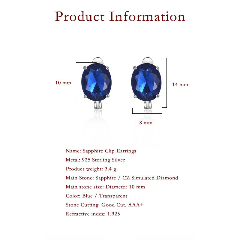 Ear Cuff 925 Sterling Silver Earrings Gem Sapphire Clip Earrings Women's Fashion Jewelry Blue and White Laboratory Diamond Wedding Earrings 23051