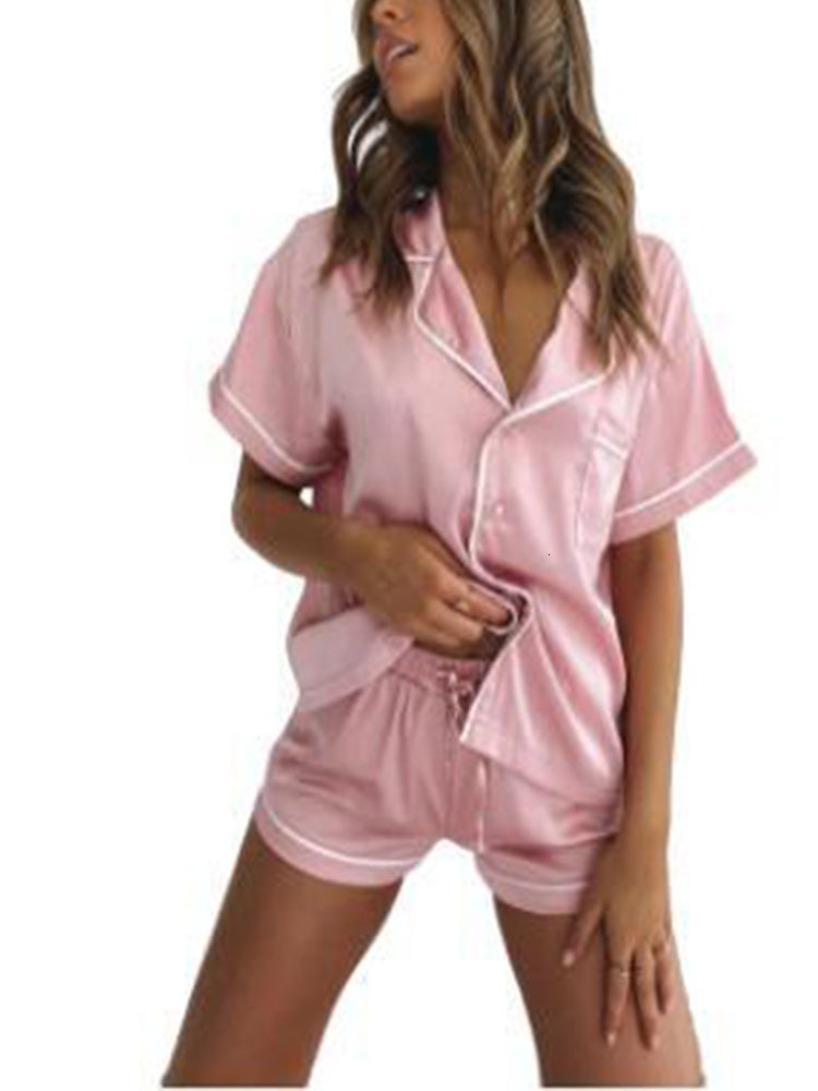 Women's Two Piece Pants Green Satin Silk Women Sets Pockets T Shirts Elastic Waist Shorts Suit Pajama Spring Summer 2 Piece Set Homewear G2598 23