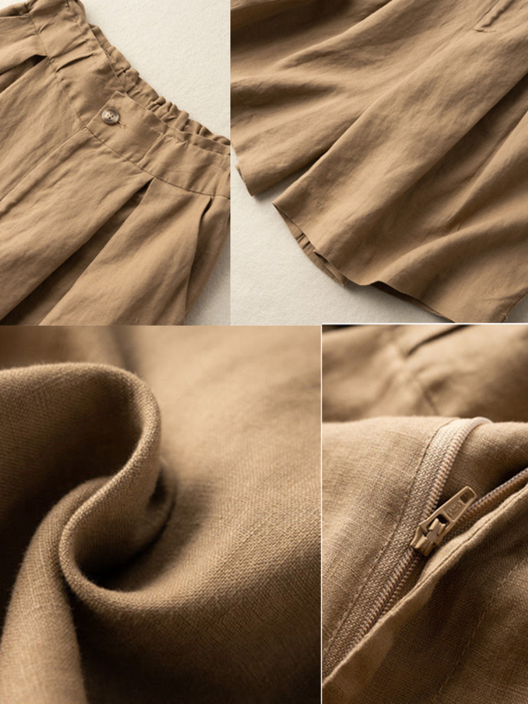 Women's Shorts Women's Summer Shorts Cotton Casual Solid High Waist Shorts Elastic Waist Button Cozy Loose Linen Fashion Shorts 230515