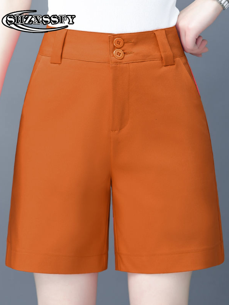 Women's Shorts Women High Waist Short Loose Green Women's Summer Shorts Straight Cotton Button Fashion Shorts Women Streetwear Short Pants 2