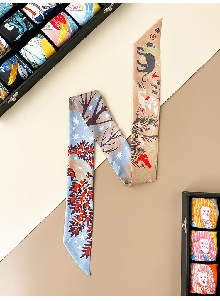 100% Silk 23 Colors Elegant Geometry Print Square Scarf Women Bandana Hairband Lady Head Wraps Female Shawl Fashion Neckerchief+box