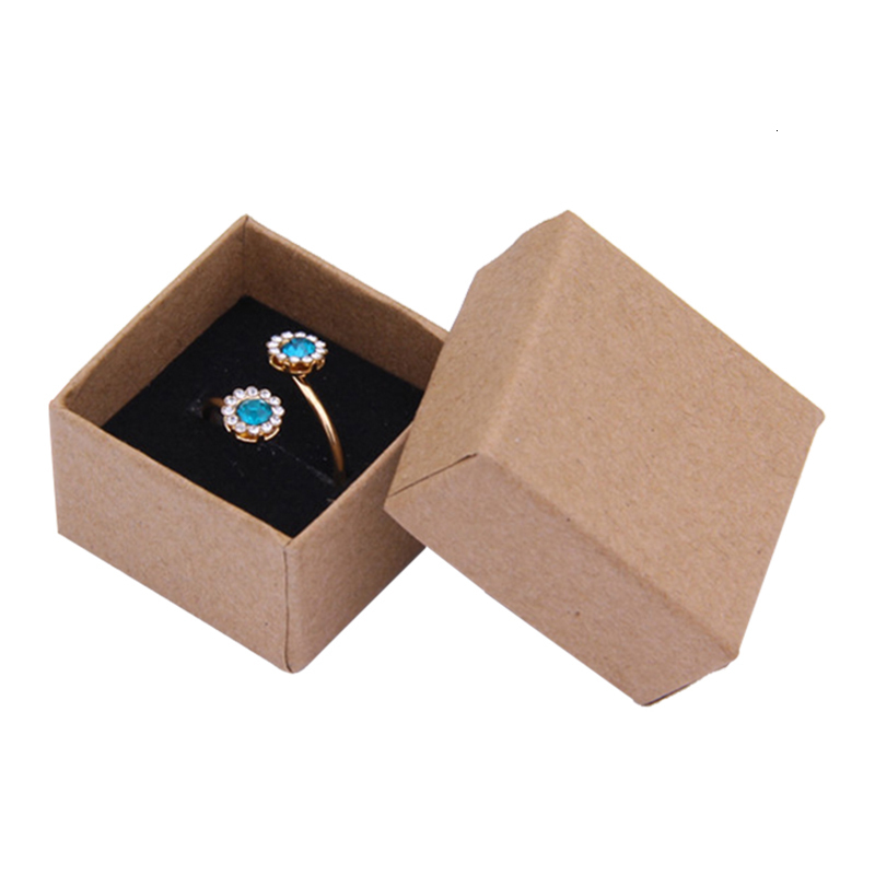Jewelry Boxes 4x4x3cm Ring Box 24pcs Kraft EarringsPendant Gift Boxes High Quality Jewelry Organizer Display Paper Packaging Black Sponge 230512