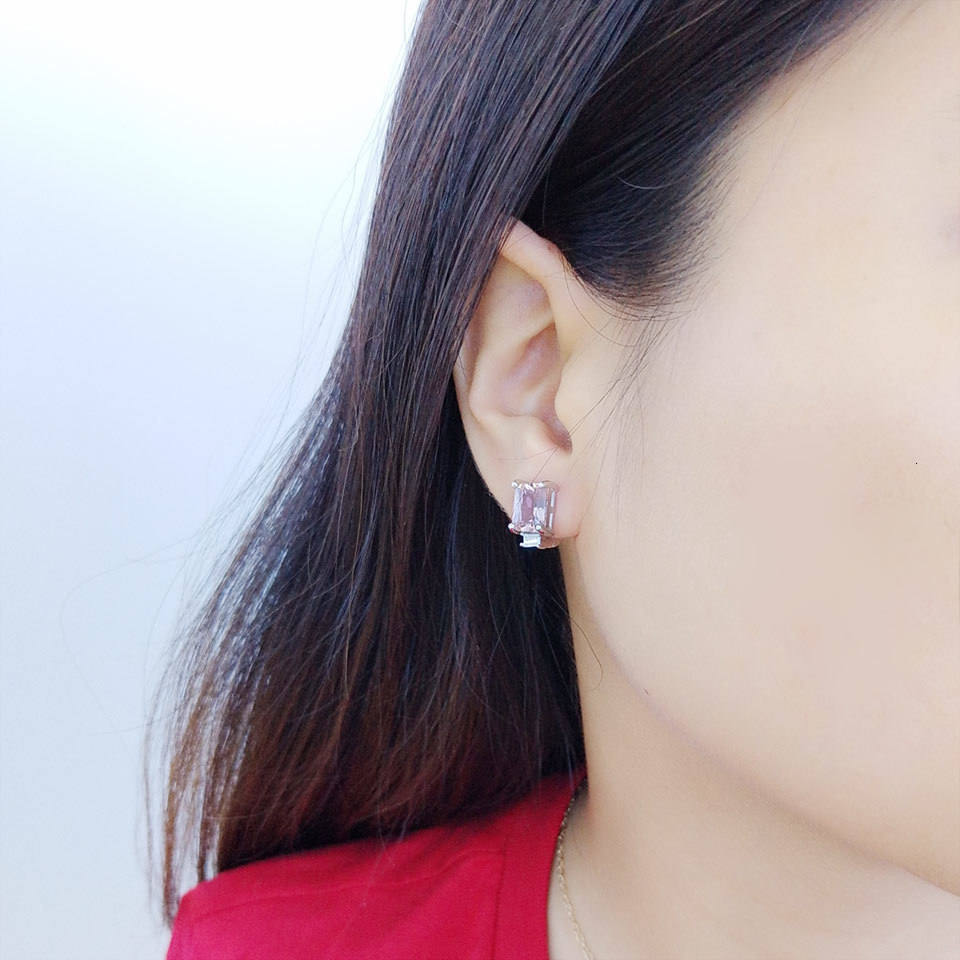 Ear Cuff UMCHO Solid 925 sterling silver clip earrings female roses pink morganite gemstones engagement fashion jewelry gifts 230512