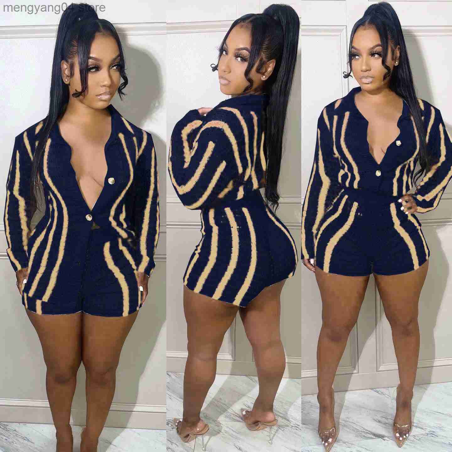 Women's Tracksuits Striped Knitted Sweater Cardigan and Shorts Two Piece Set Women Clothing Fall 2023 Fashion Matching Sets D35-EG33 T230515