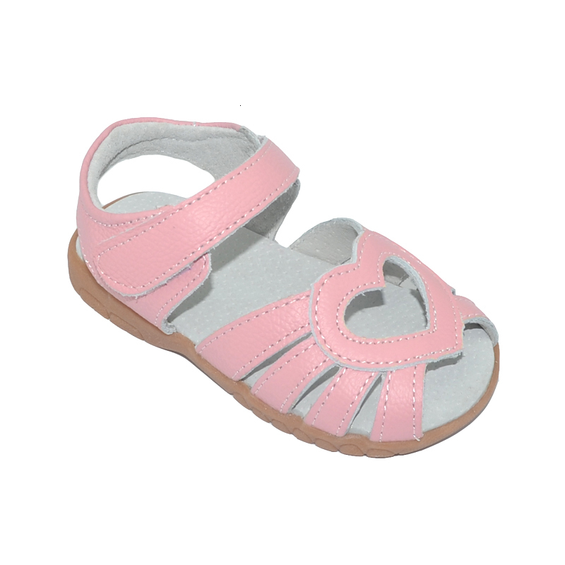 Sandals genuine leather girls sandals white summer walker shoes with heart cutouts antislip sole kids toddler 12.3-18.3 SandQ 230515