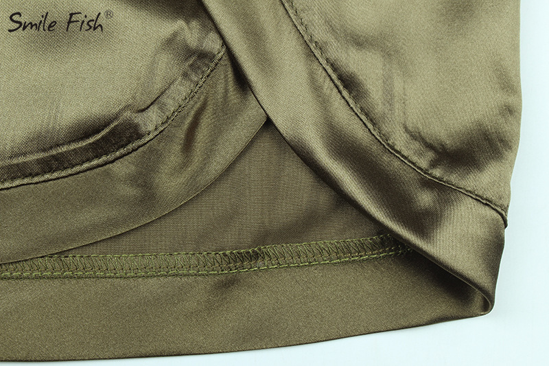 Women's Two Piece Pants Green Satin Silk Women Sets Pockets T Shirts Elastic Waist Shorts Suit Pajama Spring Summer 2 Piece Set Homewear G2598 23