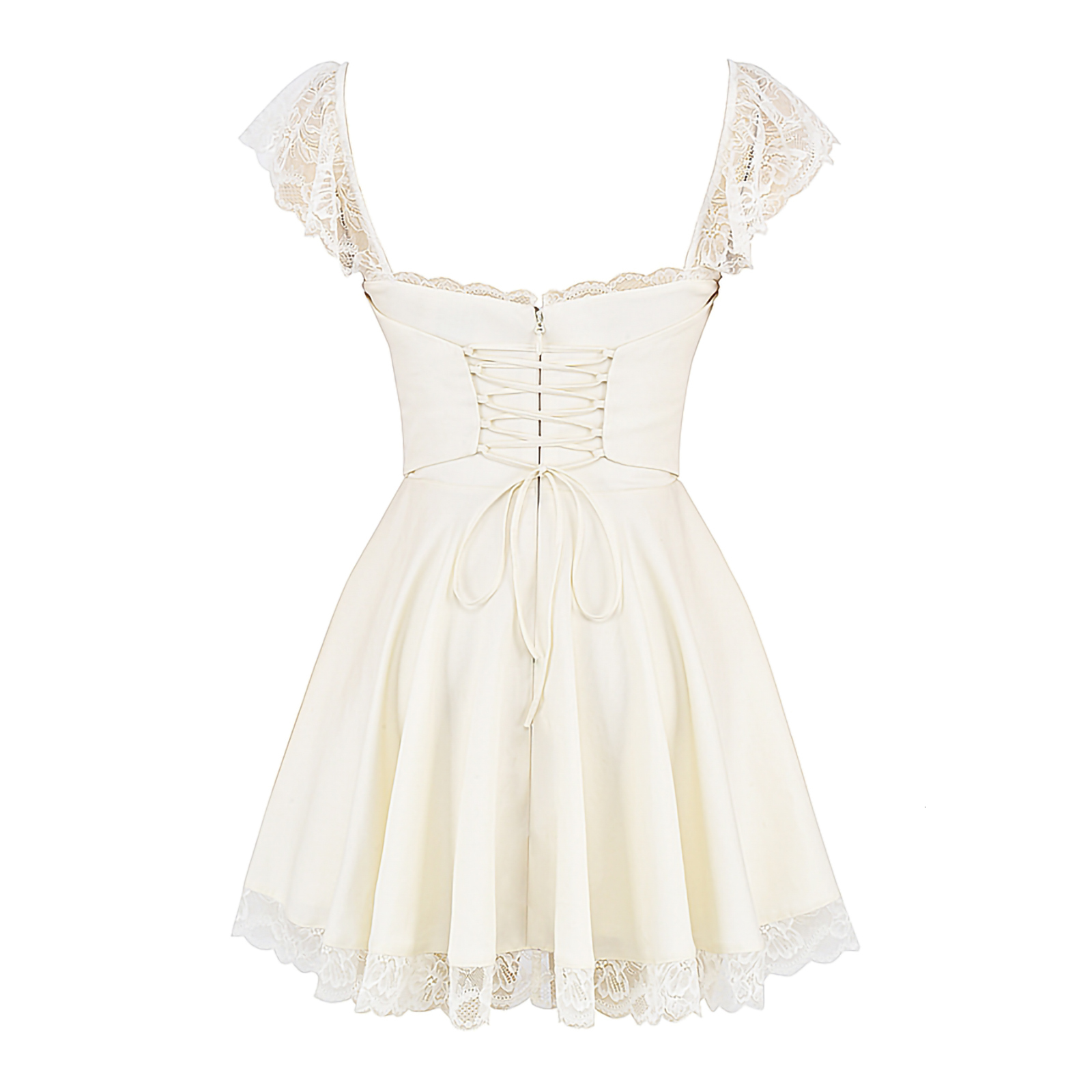 Party Dresses Women Fairy Vintage Lace Mini Dress Ruffle V Neck Spaghetti Strap Short Dress Aesthetic Grunge Dress Y2k Streetwear 230515