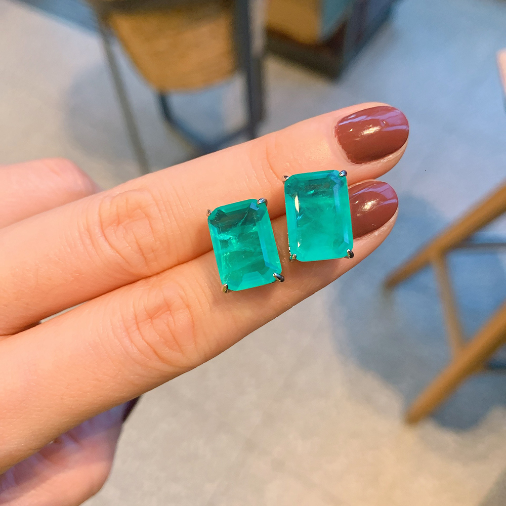 Wedding Jewelry Sets Vintage Jewelry Sets for Women Lab Paraiba Tourmaline Emerald Wedding Party Earrings Pendant Necklace Anniversary Gift Wholesale 