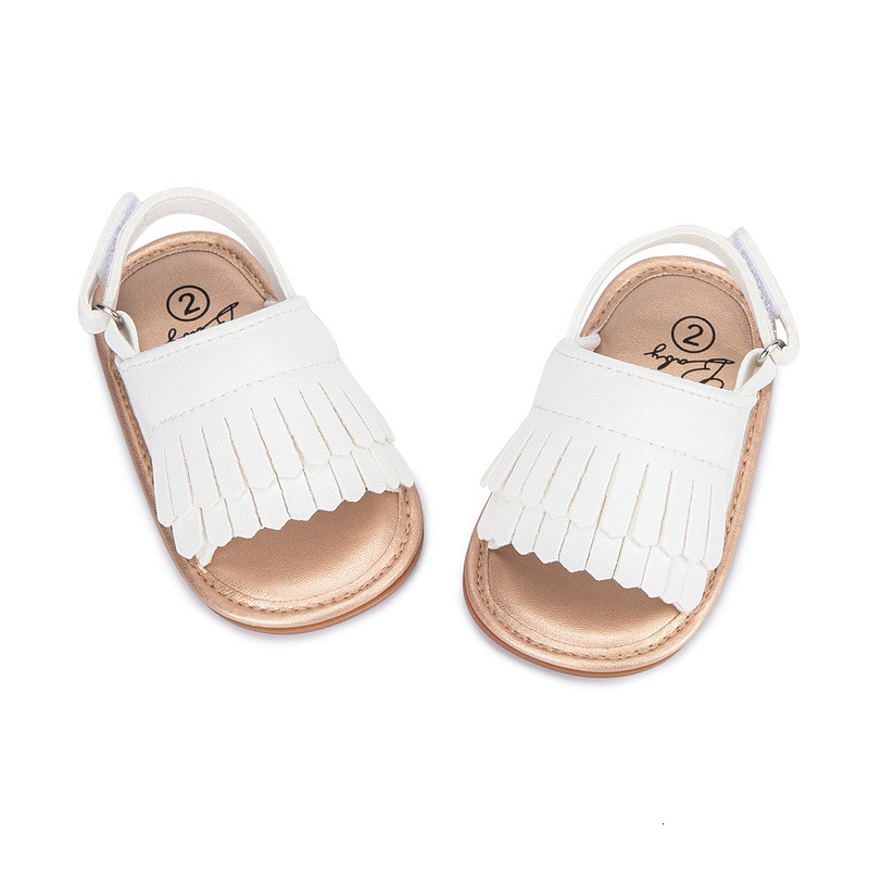 Sandals Summer Baby Sandals Baby Girl Shoes Flats PU Gold Anti-Slip Rubber Sole Tassel born First Walker Toddler Girl Sandals 230515
