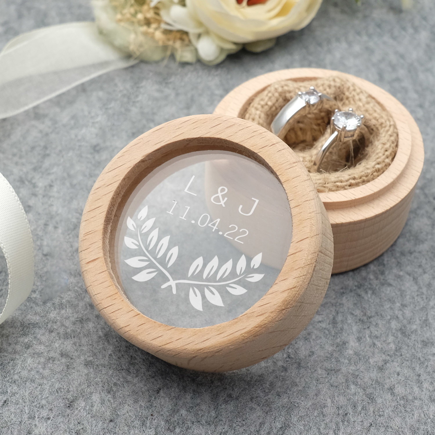 Jewelry Boxes Custom Wedding Rings Box Wood Ring Box Engagement Wedding Ring Pillow Personalized Ring Bearer Proposal Rings Holder 230512