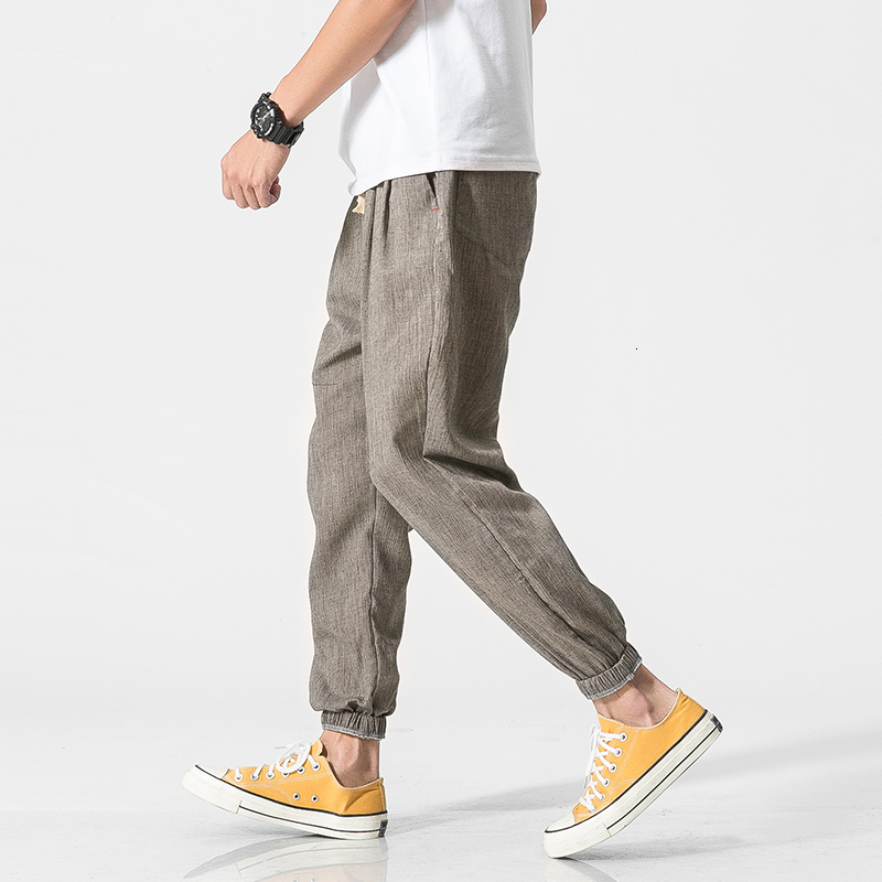 Men's Pants Summer Cotton Linen Harem Men Pants Chinese Style Joggers Men Casual Lightweight Ankle-length Male Trousers Sweatpants 230515