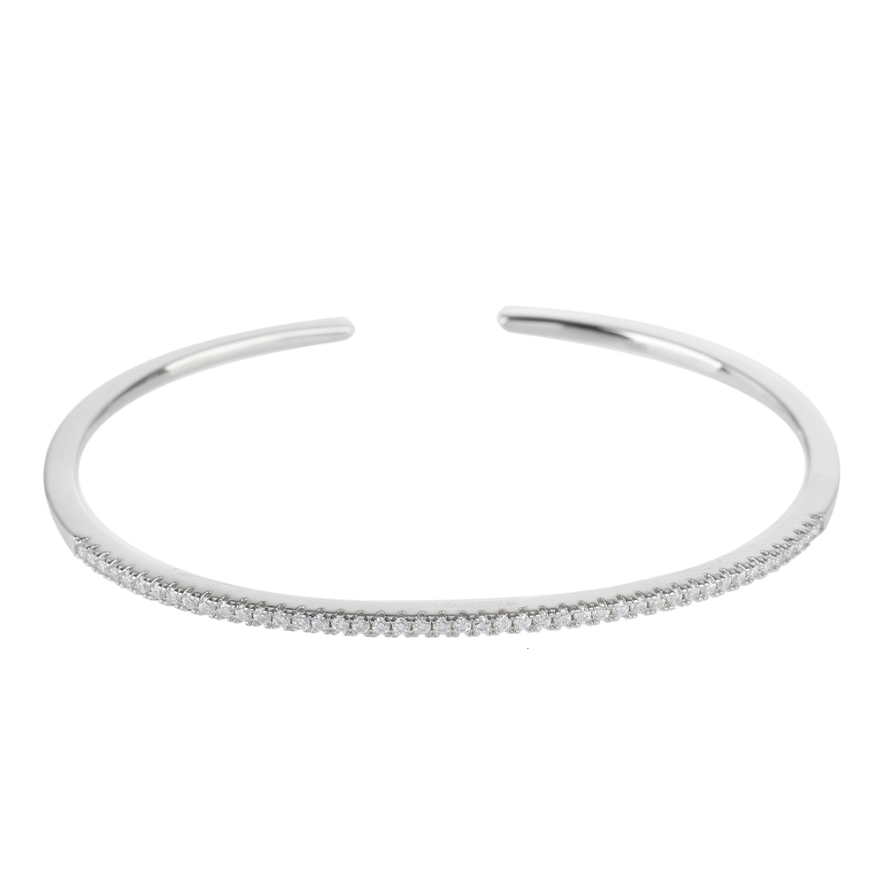 Bangle Poulisa CZ Zircon Cuff Bracelet 925 Sterling Silver Tennis Micro Pave Cubic Zirconia Open Bracelet S925 Open Adjustable Pulse Bracelet 230512