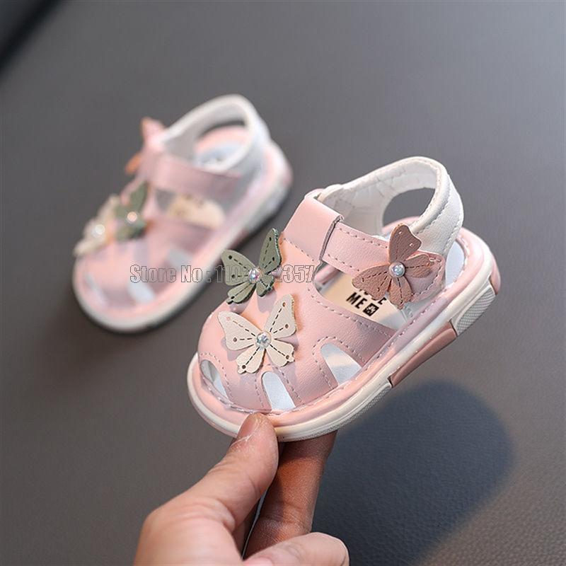Sandals Princess Butterfly Children Sandals Pu Leather Comfortable Summer Baby Girls Soft Bottom Anti Slip Infant Kids Shoes 230515