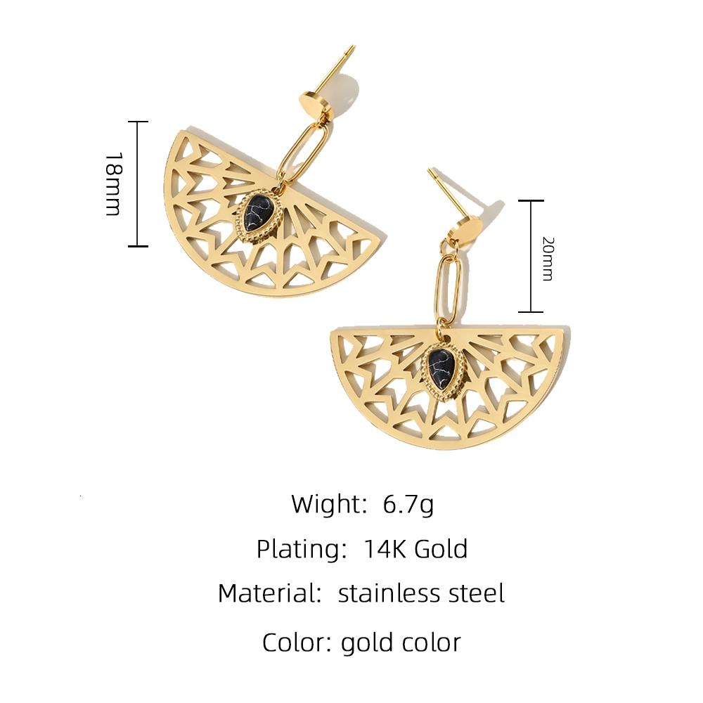 Dangle Chandelier YACHAN Boho Geometric Drop Earrings For Women Stainless Steel Gold Color Inlaid Natural Stone Aesthetic Jewelry 230515