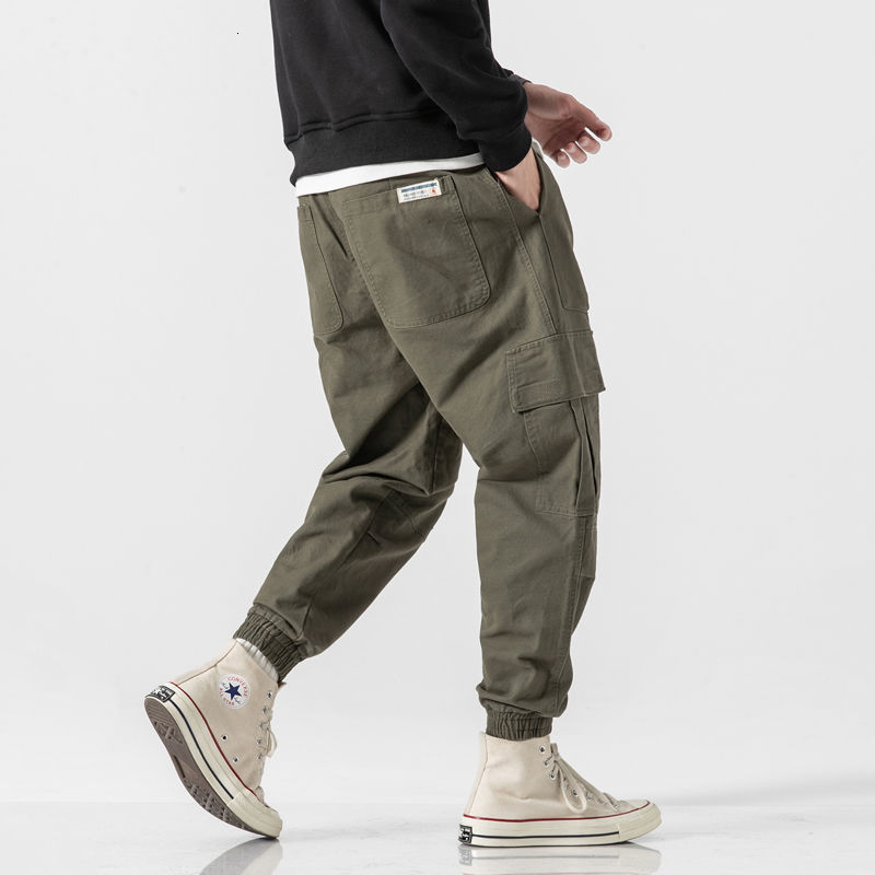 Men's Pants Cargo Pants Men Streetwear Hip hop Pants Mens Joggers Pants Casual Harem Ankle length Trousers Elastic waist Black Army green 230515