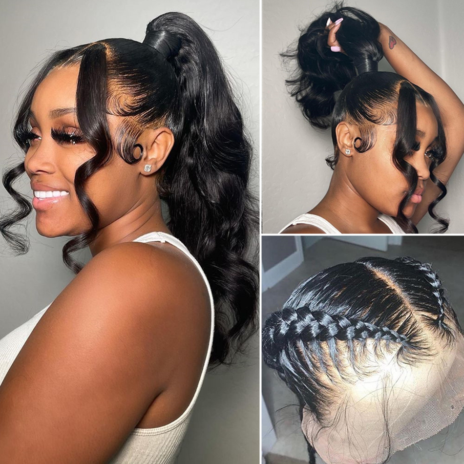 Brazilian 40 Inch 13x4 HD Front Pre Plucked Body Wave Lace Frontal Wig Glueless Simulation Human Hair Wigs For Black Women