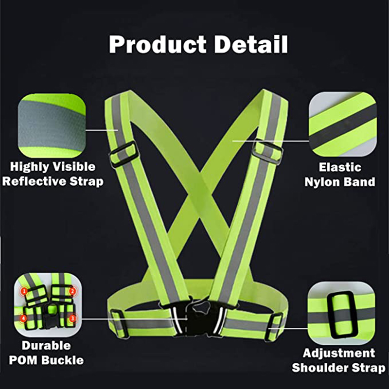 Reflective Safety Vest High Visibility Reflective Running Gear Vest Adjustable Straps for Women Men Outdoor Jogging, Cycling, Walking and Riding